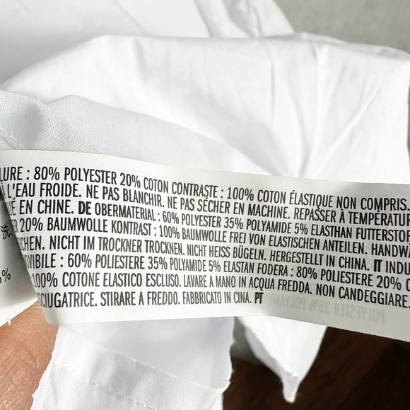 English Factory Mixed Media Puff Sleeve Back Bow Dress Size Large White - Picture 10 of 12